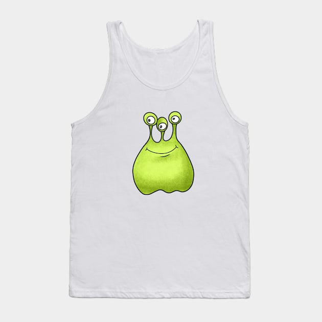 Cute cartoon green alien with three eyes Tank Top by Kuchinska design